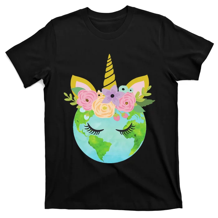 Floral Unicorn Earth Day T-Shirt