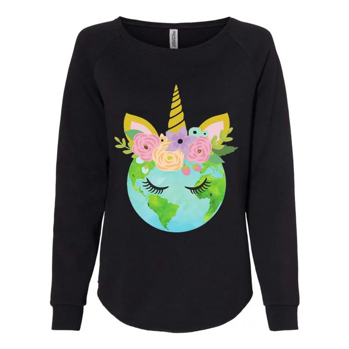 Floral Unicorn Earth Day Womens California Wash Sweatshirt