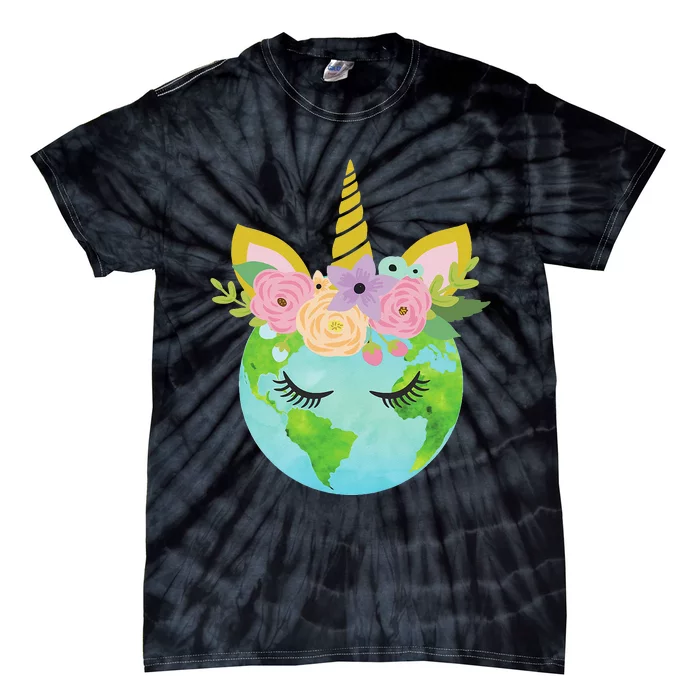 Floral Unicorn Earth Day Tie-Dye T-Shirt