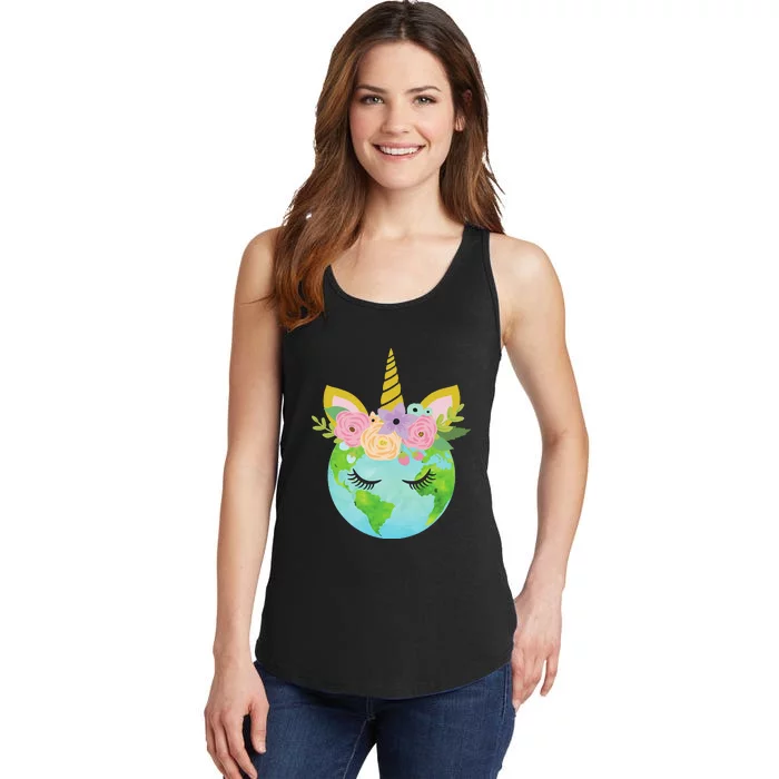 Floral Unicorn Earth Day Ladies Essential Tank