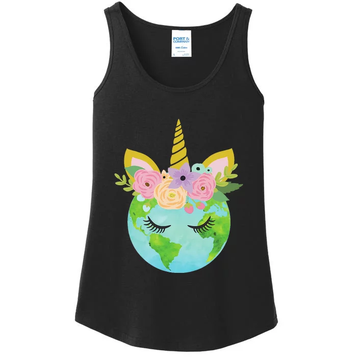 Floral Unicorn Earth Day Ladies Essential Tank