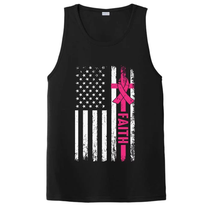 Faith Usa Flag Cancer Logo Performance Tank