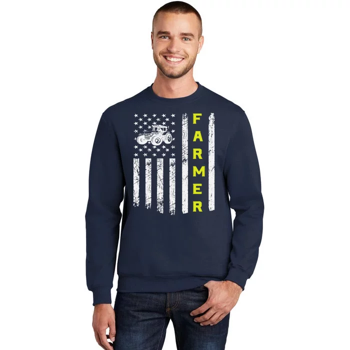 Farmer Usa Flag Patriotic Farm Tractors Farming Sweatshirt