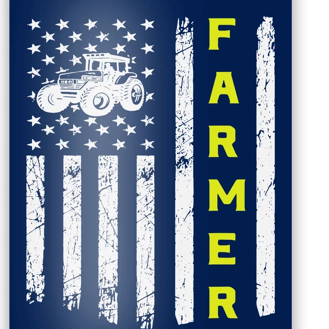 Farmer Usa Flag Patriotic Farm Tractors Farming Poster