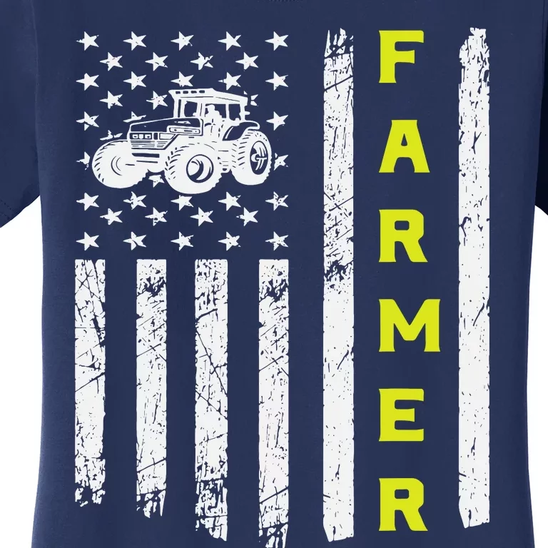 Farmer Usa Flag Patriotic Farm Tractors Farming Women's T-Shirt