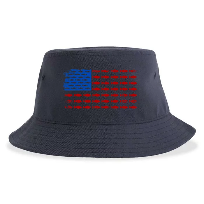 Fishing USA flag Sustainable Bucket Hat