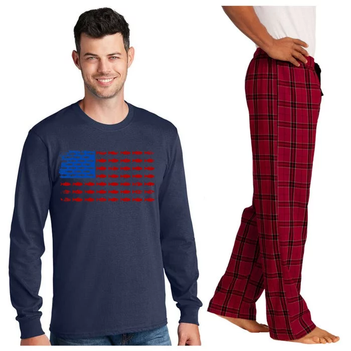 Fishing USA flag Long Sleeve Pajama Set