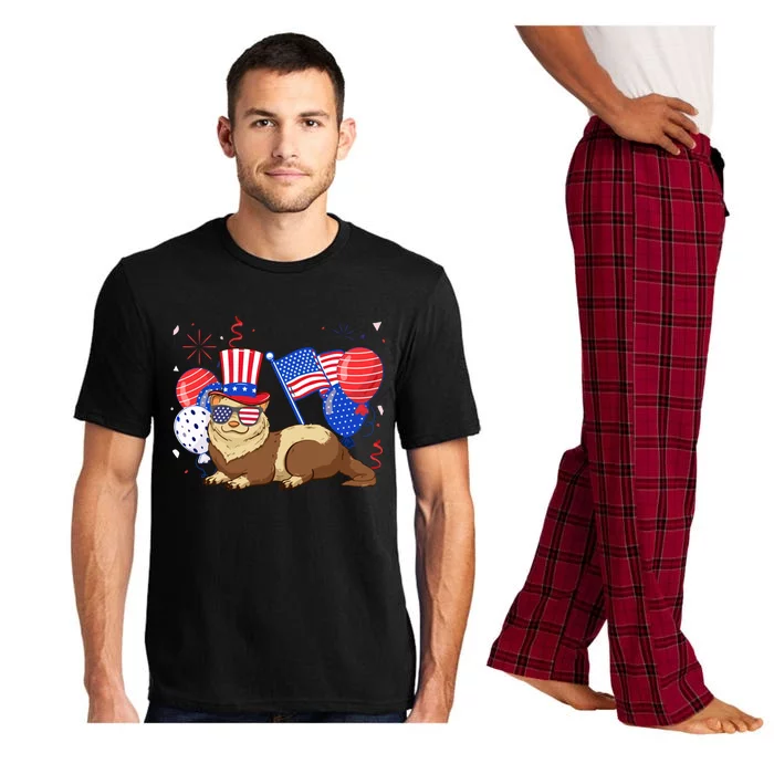 Ferret Usa Flag National Ferret Day Patriotism Gift Pajama Set