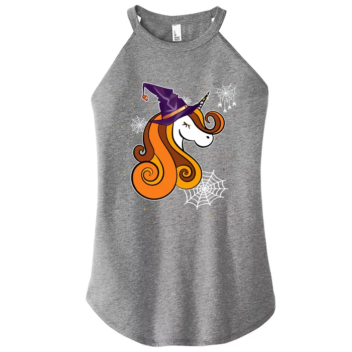 Funny Unicorn Face Witch Hat Cute Halloween Costume Meaningful Gift Women’s Perfect Tri Rocker Tank