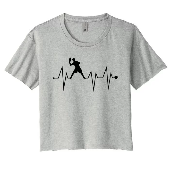 Funny Ultimate Frisbee Player Heartbeat Heart Pulse Rate Ekg Funny Gift Women's Crop Top Tee