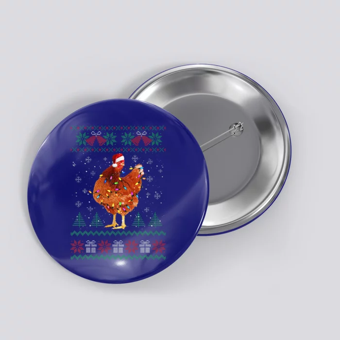 Funny Ugly Funny Christmas Animals Santa Chicken Lover Button