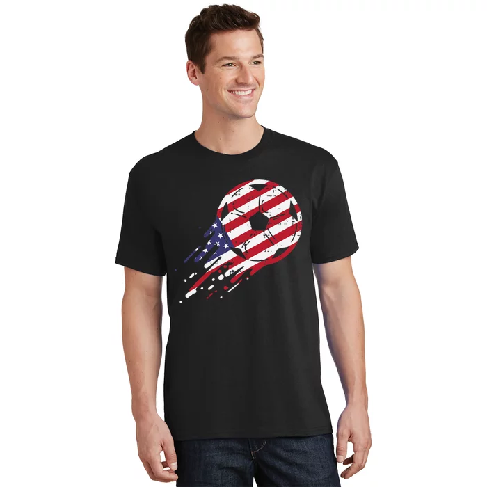 funny USA Flag Soccer American Ball Football Fan T-Shirt