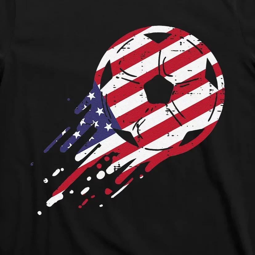 funny USA Flag Soccer American Ball Football Fan T-Shirt