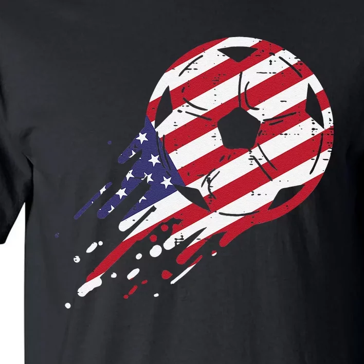 funny USA Flag Soccer American Ball Football Fan Tall T-Shirt