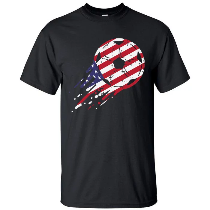 funny USA Flag Soccer American Ball Football Fan Tall T-Shirt