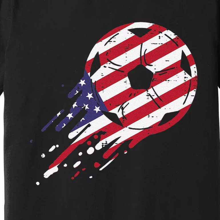 funny USA Flag Soccer American Ball Football Fan Premium T-Shirt