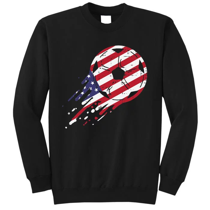 funny USA Flag Soccer American Ball Football Fan Tall Sweatshirt