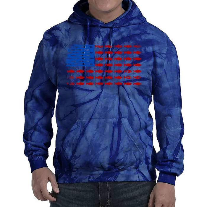 Fishing USA flag Tie Dye Hoodie