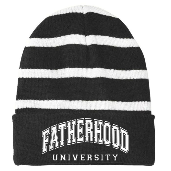 Fatherhood University Funny Gift For Dad Striped Beanie with Solid Band