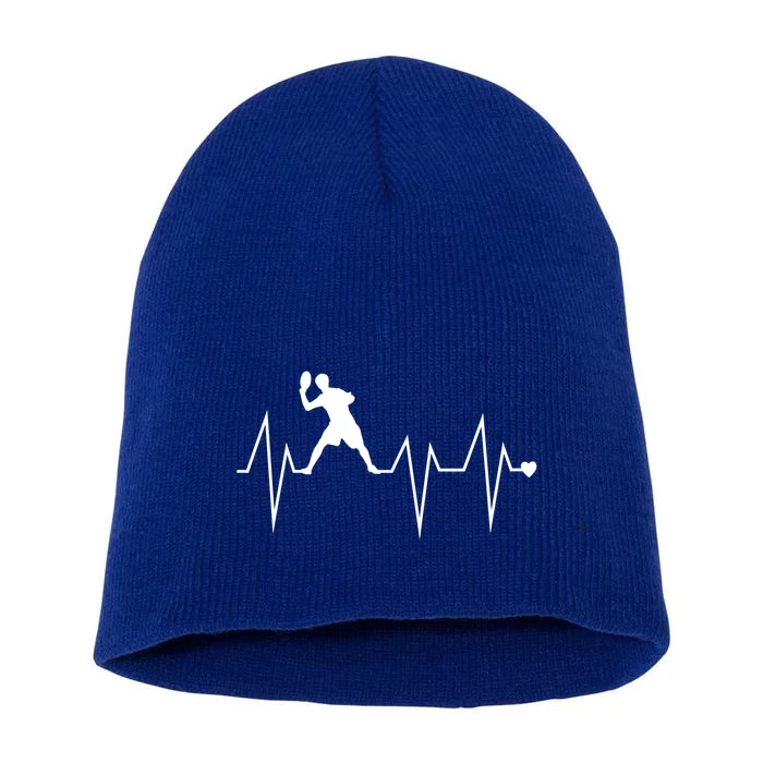 Funny Ultimate Frisbee Player Heartbeat Heart Pulse Rate Ekg Gift Short Acrylic Beanie