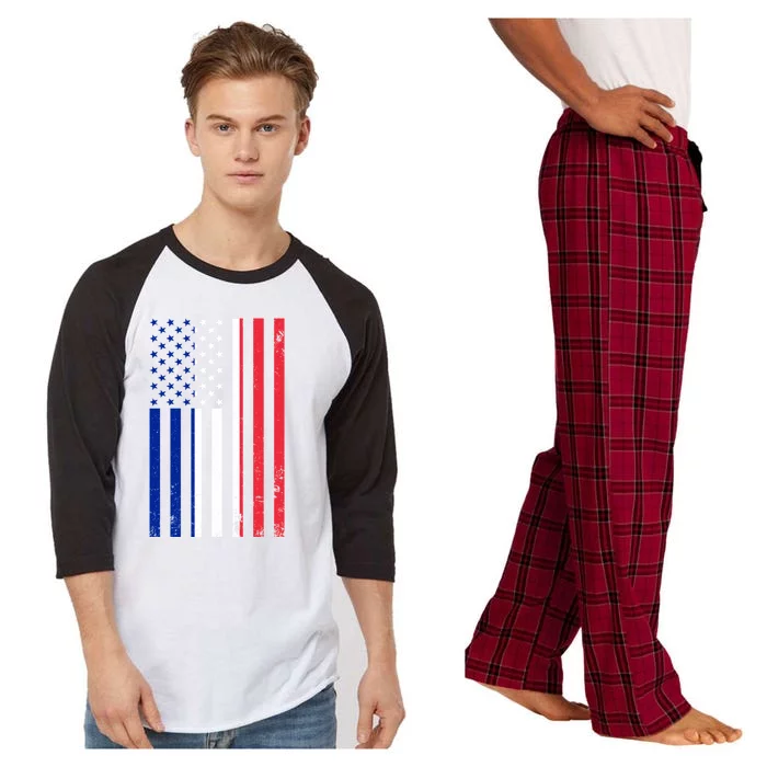 France Usa Flag Print Graphic Made In Usa With French Parts Gift Raglan Sleeve Pajama Set