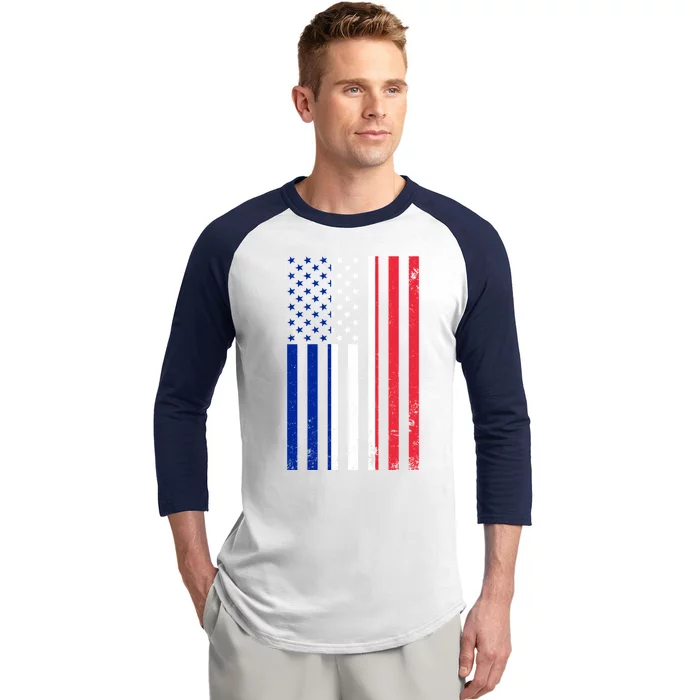 France Usa Flag Print Graphic Made In Usa With French Parts Gift Baseball Sleeve Shirt