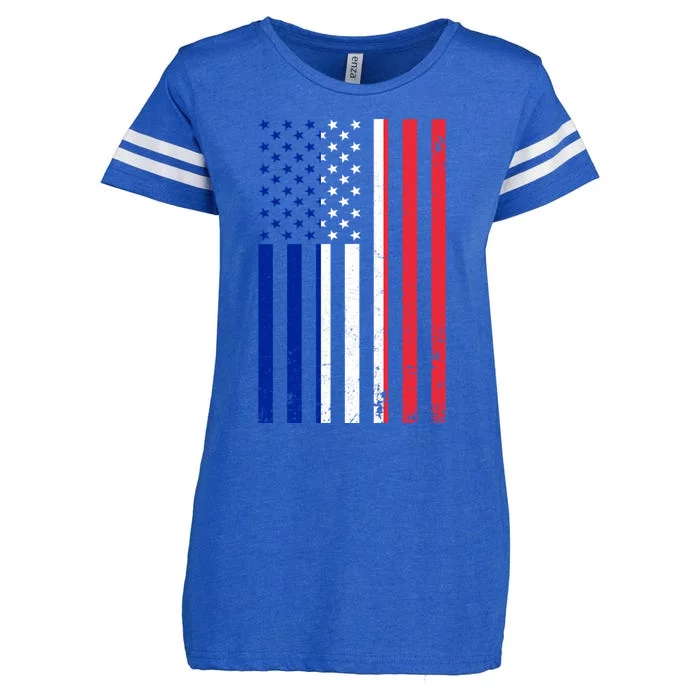 France Usa Flag Print Graphic Made In Usa With French Parts Gift Enza Ladies Jersey Football T-Shirt