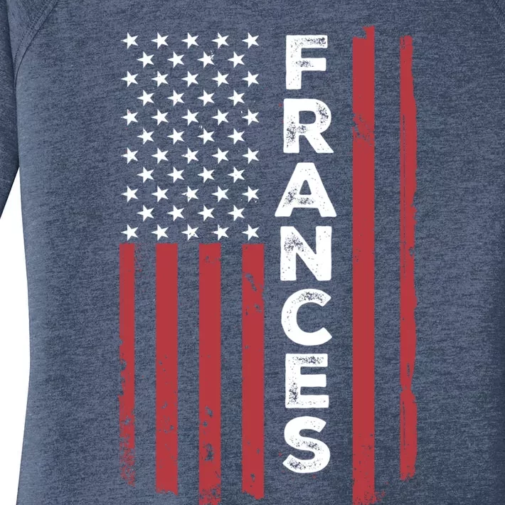 Frances Usa Flag American Flag Patriotic Great Gift Women's Perfect Tri Tunic Long Sleeve Shirt