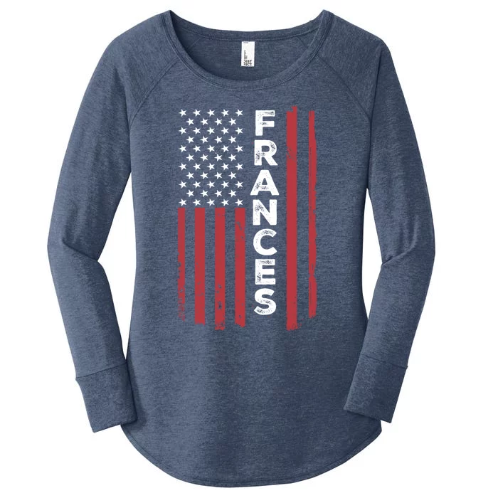 Frances Usa Flag American Flag Patriotic Great Gift Women's Perfect Tri Tunic Long Sleeve Shirt