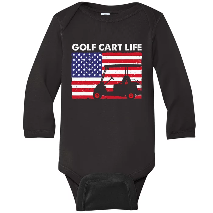 Funny USA Flag Golf Design For Golfer Golf Lover Baby Long Sleeve Bodysuit