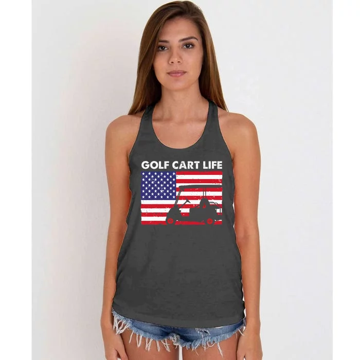 Funny USA Flag Golf Design For Golfer Golf Lover Women's Knotted Racerback Tank