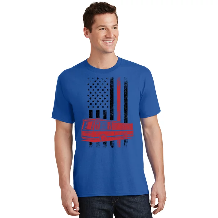 Fire Usa Flag Funny Fire Fire Truck Graphic Cute Gift T-Shirt