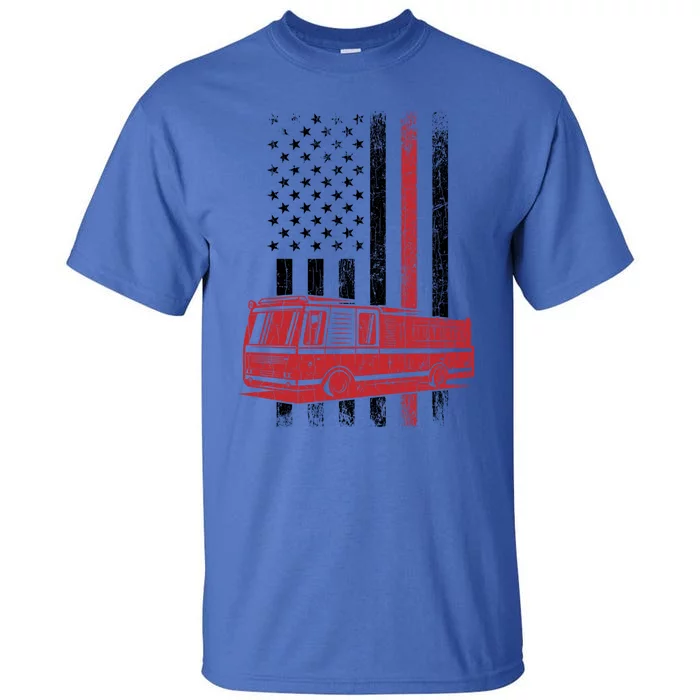 Fire Usa Flag Funny Fire Fire Truck Graphic Cute Gift Tall T-Shirt