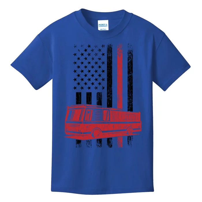 Fire Usa Flag Funny Fire Fire Truck Graphic Cute Gift Kids T-Shirt