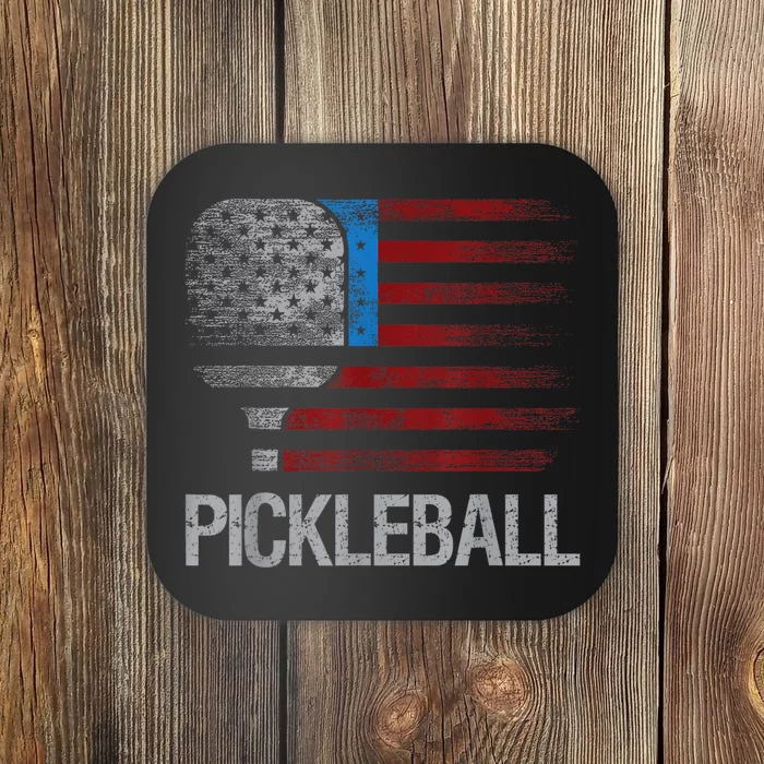 Funny Us Flag Pickleball Player Paddleball Lover Coaster