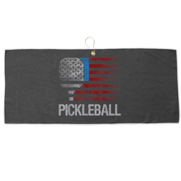 Funny Us Flag Pickleball Player Paddleball Lover Large Microfiber Waffle Golf Towel