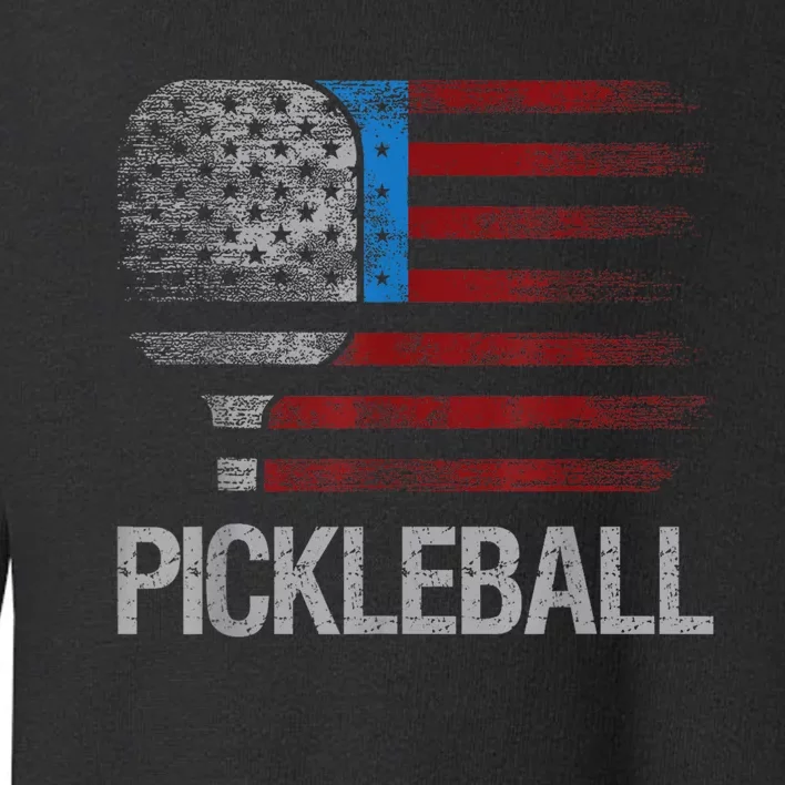 Funny Us Flag Pickleball Player Paddleball Lover Toddler Sweatshirt