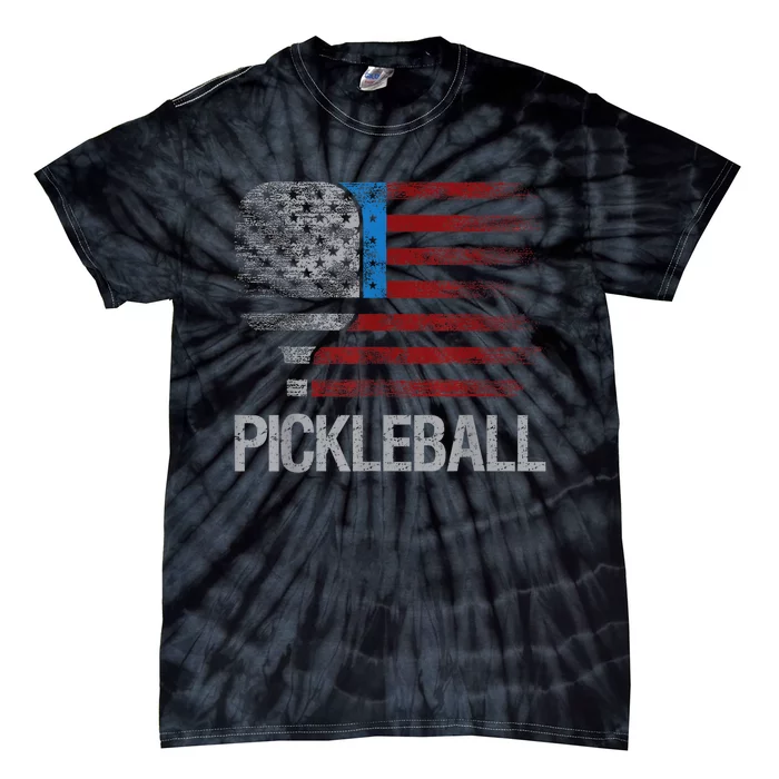 Funny Us Flag Pickleball Player Paddleball Lover Tie-Dye T-Shirt