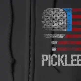 Funny Us Flag Pickleball Player Paddleball Lover Full Zip Hoodie