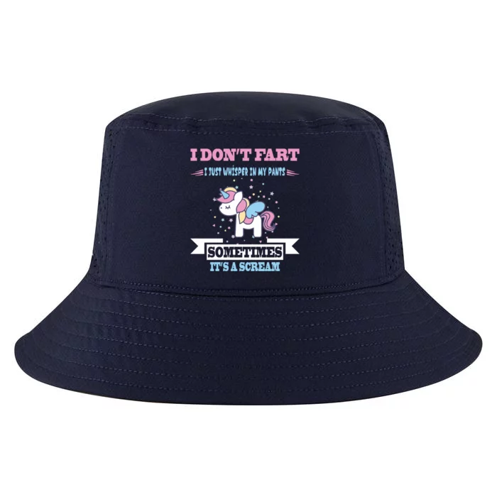 Funny Unicorn Fart Gift Humor I Don't Fart I Whisper In My Cute Gift Cool Comfort Performance Bucket Hat