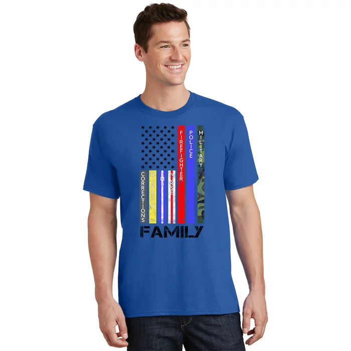 Family Usa Flag Thin Line Military Police Nurse Ems Dispatch Gift T-Shirt