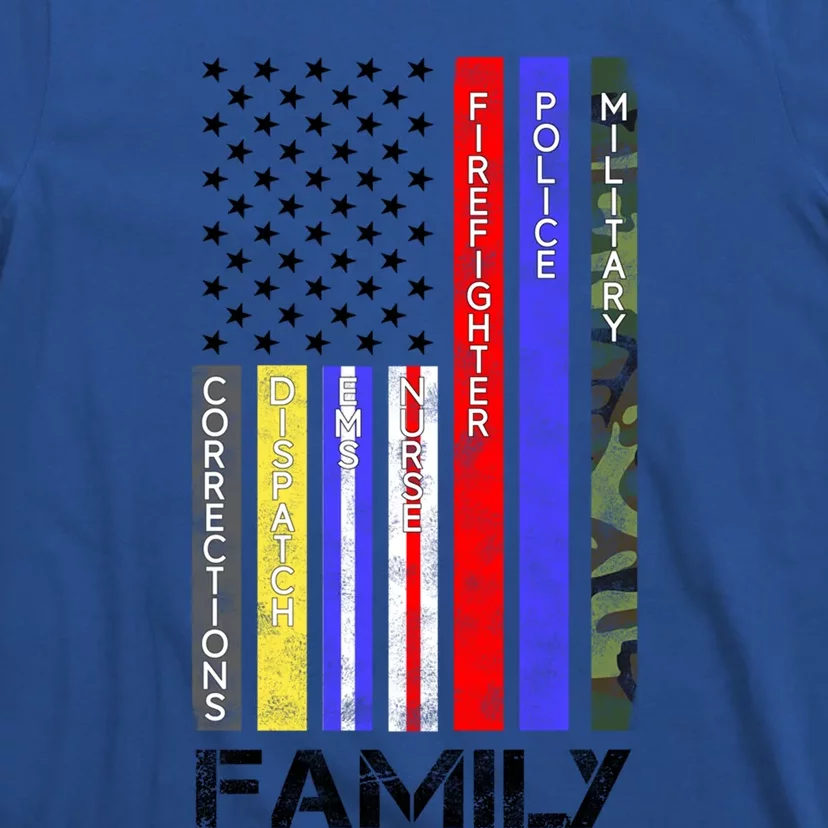 Family Usa Flag Thin Line Military Police Nurse Ems Dispatch Gift T-Shirt