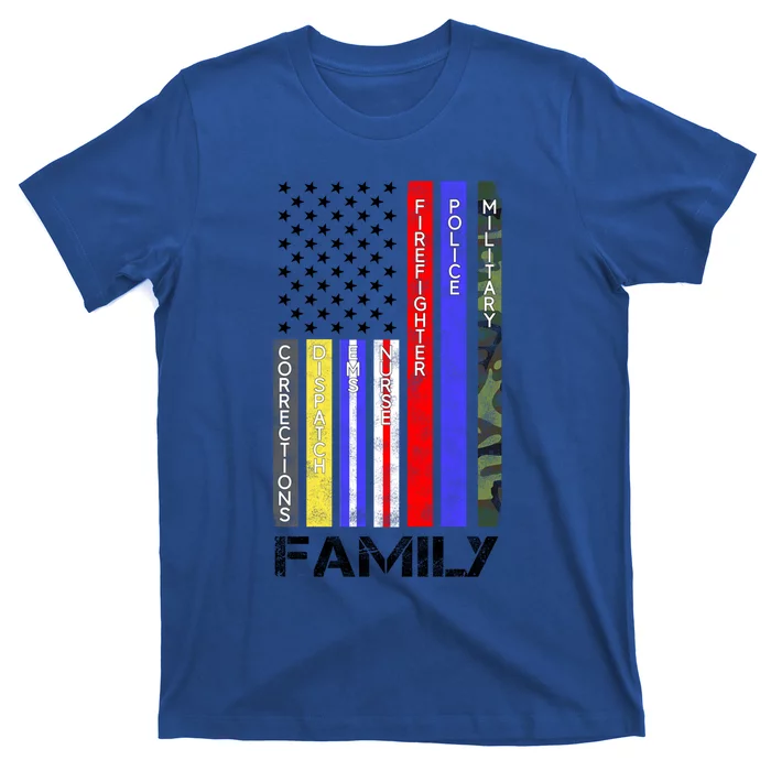 Family Usa Flag Thin Line Military Police Nurse Ems Dispatch Gift T-Shirt