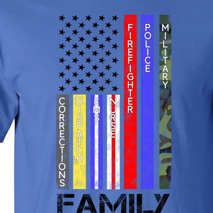 Family Usa Flag Thin Line Military Police Nurse Ems Dispatch Gift Tall T-Shirt