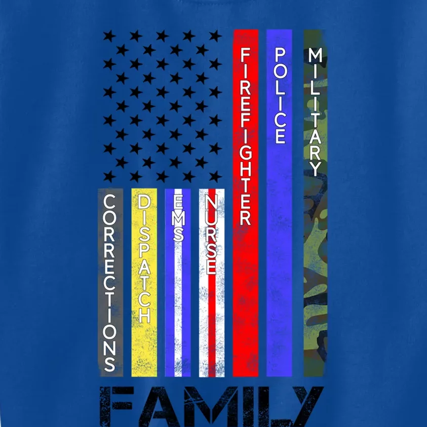 Family Usa Flag Thin Line Military Police Nurse Ems Dispatch Gift Kids Sweatshirt