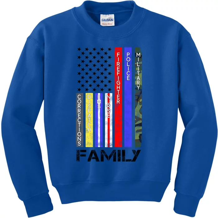 Family Usa Flag Thin Line Military Police Nurse Ems Dispatch Gift Kids Sweatshirt