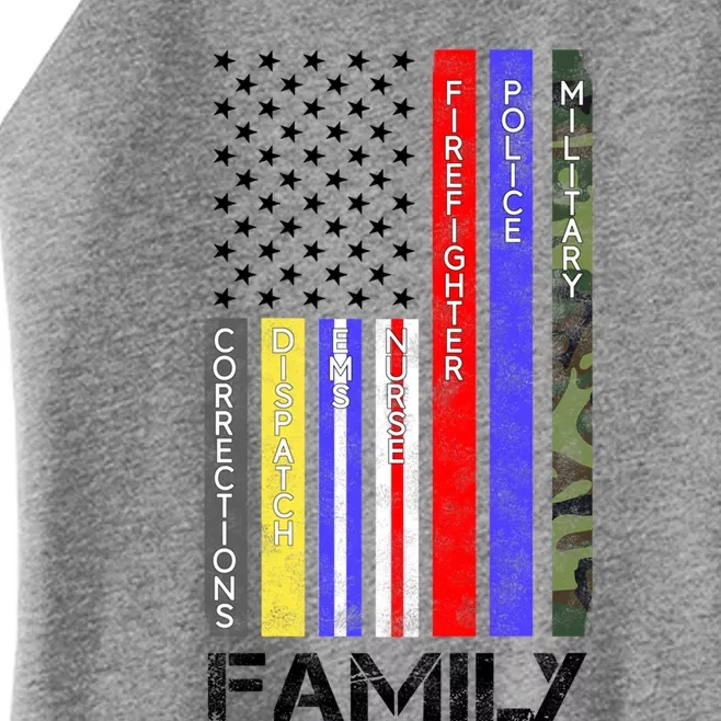 Family Usa Flag Thin Line Military Police Nurse Ems Dispatch Gift Women’s Perfect Tri Rocker Tank