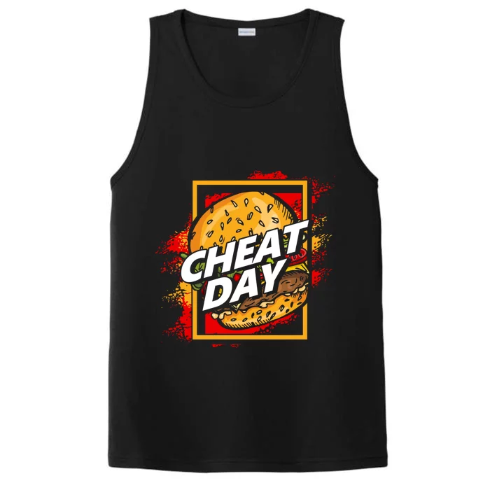 Funny Unhealthy Food Carbs Burger Fitness Cheat Day Great Gift Performance Tank