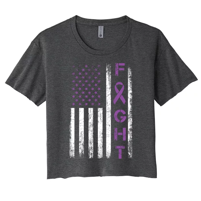 Fighter Usa Flag Gift Fight Crohns Disease Awareness Cute Gift Women's Crop Top Tee