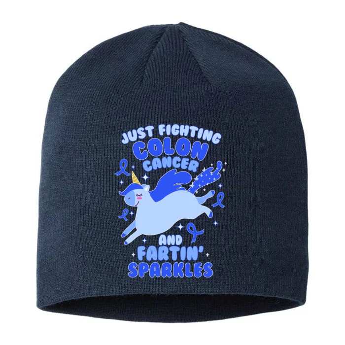 Funny Unicorn Fighting Colon Cancer And Farting Sparkles 8 1/2in Sustainable Knit Beanie